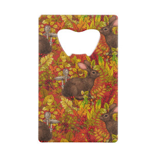 Abrebotellas De Tarjeta De Crédito Rabbit otoñal en rojo