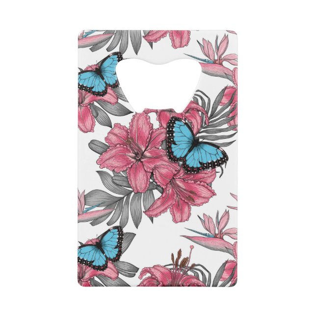 Abrebotellas De Tarjeta De Crédito Ramo tropical (Anverso)