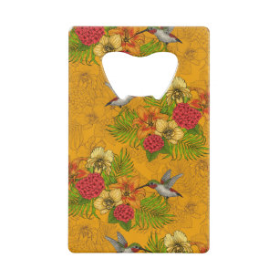 Abrebotellas De Tarjeta De Crédito Ramos tropicales y colibríes 2