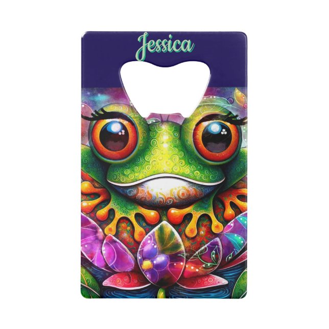 Abrebotellas De Tarjeta De Crédito Rana Hormigón Abstracto Floral Ranas Personalizada (Anverso)