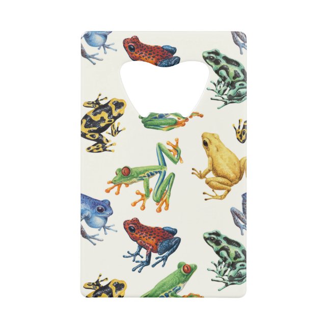 Abrebotellas De Tarjeta De Crédito Ranas sobre blanco natural (Anverso)