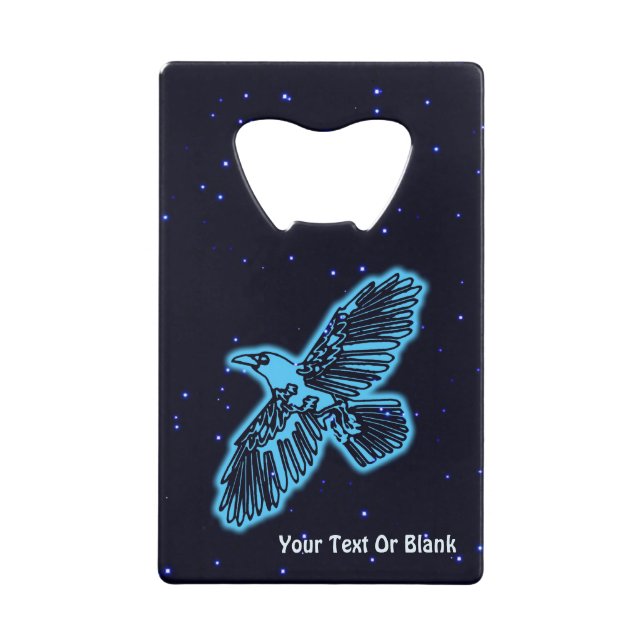 Abrebotellas De Tarjeta De Crédito Raven Azul En Las Estrellas (Anverso)
