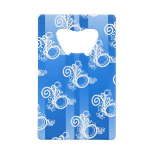 Abrebotellas De Tarjeta De Crédito Rayas De Moda Azul Y De Art Nouveau De Las Bañeras