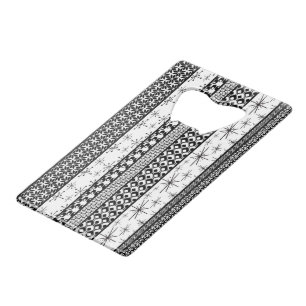 Abrebotellas De Tarjeta De Crédito Rayas de patrón retro en blanco y negro 1