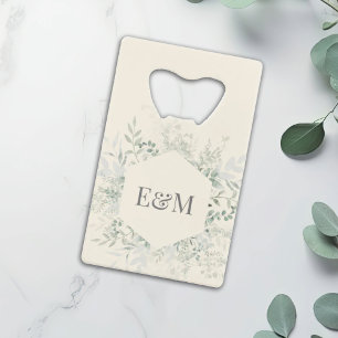Abrebotellas De Tarjeta De Crédito Recuerdo de boda personalizado de acuarela verde