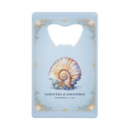 Abrebotellas De Tarjeta De Crédito Recuerdos de boda con tema de conchas de lujo en l