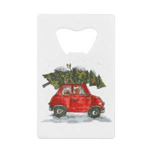 Abrebotellas De Tarjeta De Crédito Regalo de oro montando camión rojo Navidad alegres