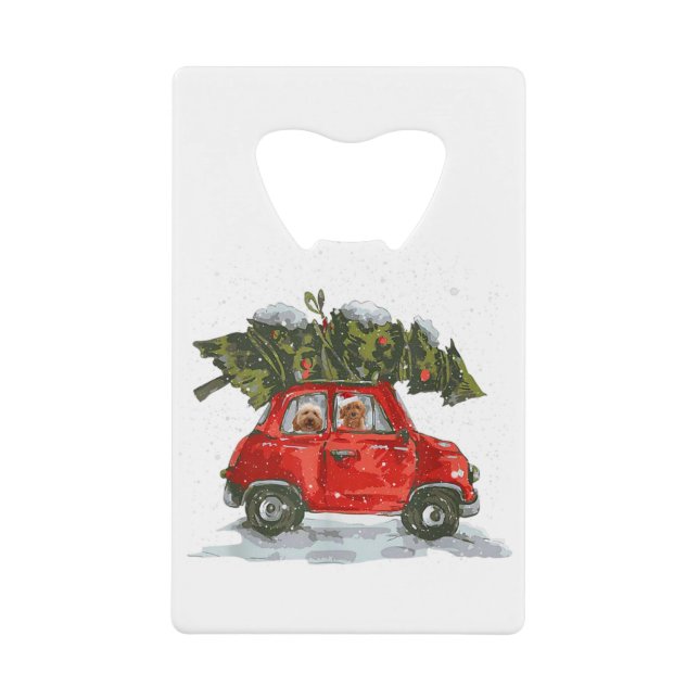 Abrebotellas De Tarjeta De Crédito Regalo de oro montando camión rojo Navidad alegres (Anverso)