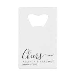 Abrebotellas De Tarjeta De Crédito Regalos de Boda Personalizados Negro Blanco Cheers
