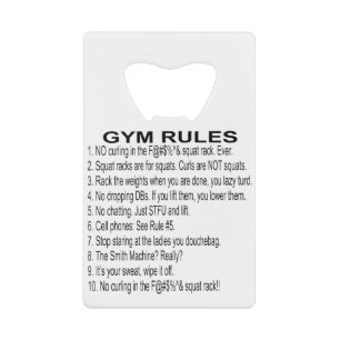 Abrebotellas De Tarjeta De Crédito Reglas de gimnasio #USAPatriotGraphics ©WhiteTige