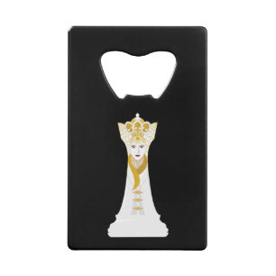 Abrebotellas De Tarjeta De Crédito Reina del ajedrez / blanco y negro