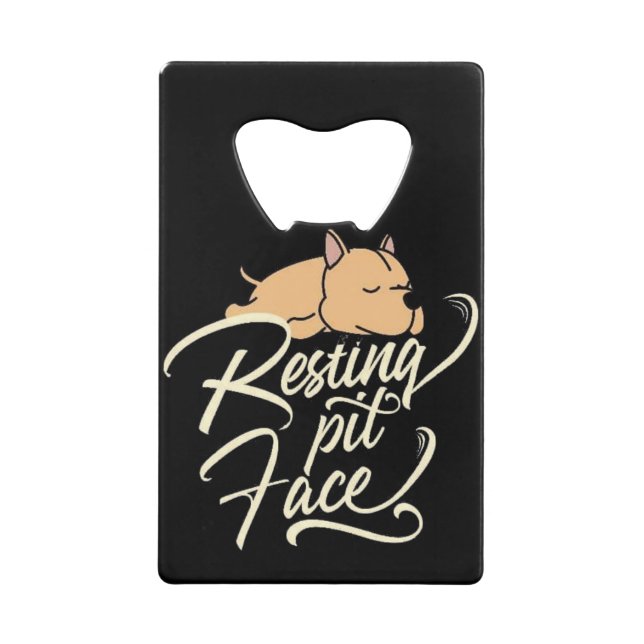Abrebotellas De Tarjeta De Crédito Resting Pit Face Pitbull Lovers (Anverso)