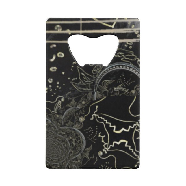 Abrebotellas De Tarjeta De Crédito Resumen de arte negro (Anverso)