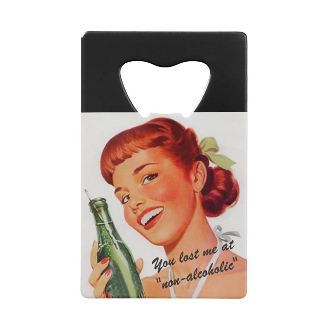 Abrebotellas De Tarjeta De Crédito Retro Chica Soda Anunciar el lema gracioso (Anverso)