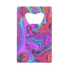 Abrebotellas De Tarjeta De Crédito Retro morado, azul y Naranja Resumen de arte líqui