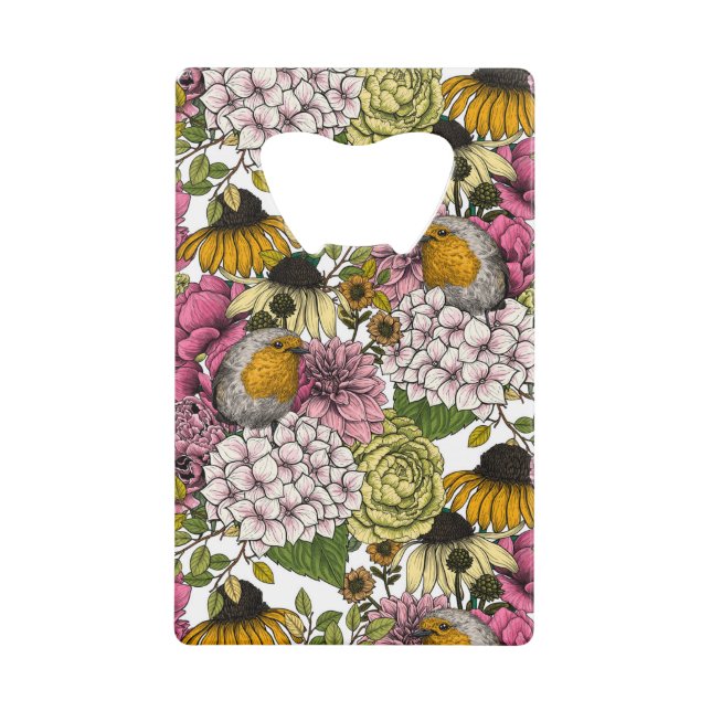 Abrebotellas De Tarjeta De Crédito Robins en el jardín (Anverso)