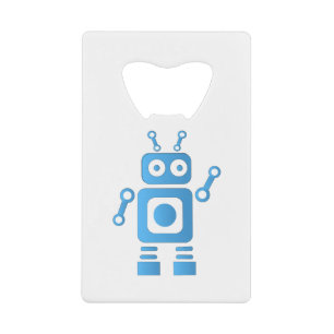 Abrebotellas De Tarjeta De Crédito Robot retro azul