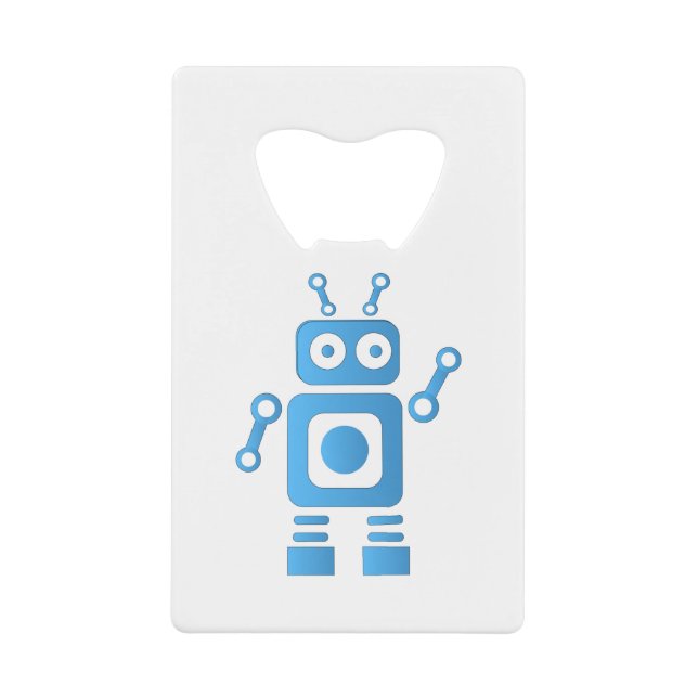 Abrebotellas De Tarjeta De Crédito Robot retro azul (Anverso)