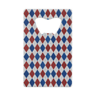 Abrebotellas De Tarjeta De Crédito Rojo, Blanco, Azul Argyle 4 de Julio Brillante