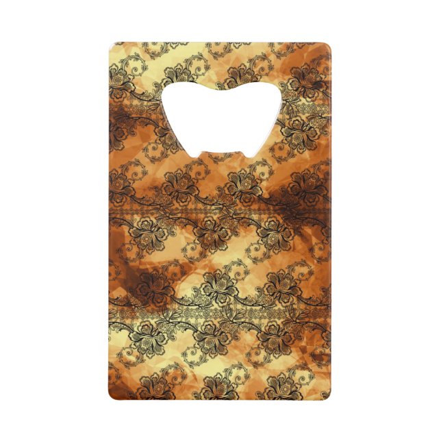 Abrebotellas De Tarjeta De Crédito Ropa negra sobre resaltados dorados (Anverso)