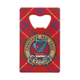 Abrebotellas De Tarjeta De Crédito Rosa de clan Escudo sobre Tartán