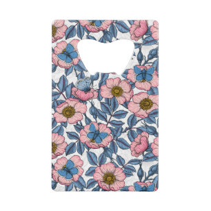 Abrebotellas De Tarjeta De Crédito Rosa de perro y mariposas