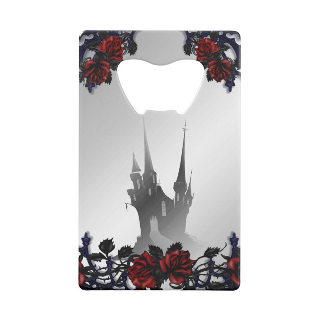 Abrebotellas De Tarjeta De Crédito Rosa de sangre Mansión gótica (Anverso)
