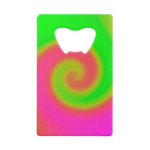Abrebotellas De Tarjeta De Crédito Rosa Verde Swirl