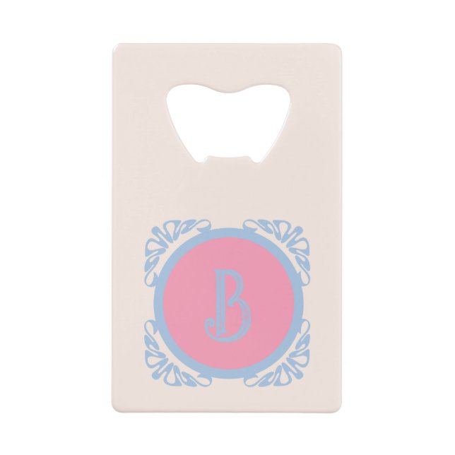 Abrebotellas De Tarjeta De Crédito Rosa y azul personalizados (Anverso)