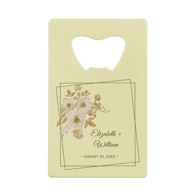 Abrebotellas De Tarjeta De Crédito Rose Frame – Celestial Yellow Wedding (Anverso)