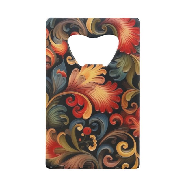 Abrebotellas De Tarjeta De Crédito Rosemaling Moderno 5 (Anverso)