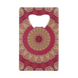 Abrebotellas De Tarjeta De Crédito Rosette dorado rojo amarillo Mandala