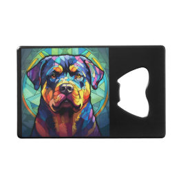 Abrebotellas De Tarjeta De Crédito Rottweiler de Vidrio Teñido