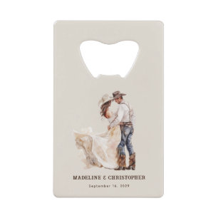 Abrebotellas De Tarjeta De Crédito Rústico Boda de Rancho Occidental