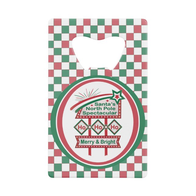 Abrebotellas De Tarjeta De Crédito Santa Marquee Retro - Ho Ho Merry & Bright (Anverso)