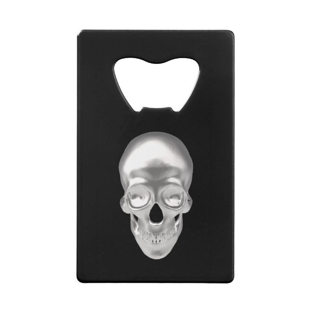 Abrebotellas De Tarjeta De Crédito Schädel silber, 3D -  (Anverso)