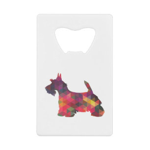 Abrebotellas De Tarjeta De Crédito Scottie Perro Raza Geo Silhouette Multi