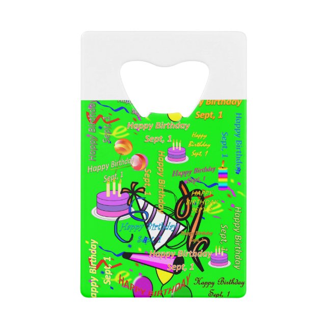 Abrebotellas De Tarjeta De Crédito sep. 1 cumpleaños de niños (Anverso)