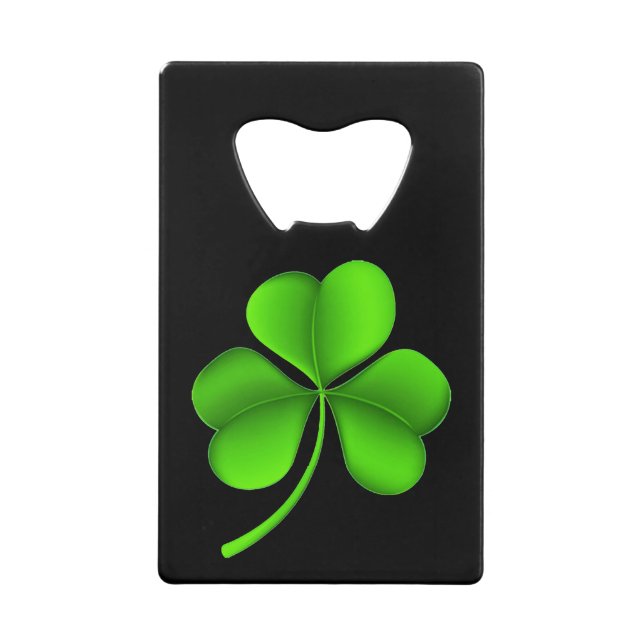 Abrebotellas De Tarjeta De Crédito Shamrock on Black Bocnt (Anverso)