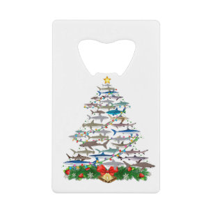 Abrebotellas De Tarjeta De Crédito SHARK Árbol de Navidad Shirt SHARK Amantes Regalos
