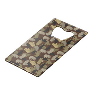 Abrebotellas De Tarjeta De Crédito Silhouette Animal Camouflage Brown
