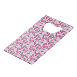 Abrebotellas De Tarjeta De Crédito Silhouette Animal Camouflage Pink