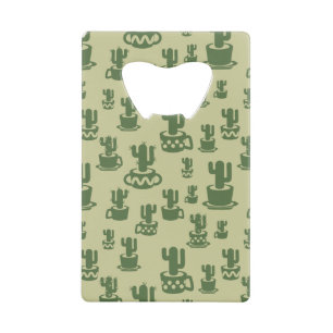 Abrebotellas De Tarjeta De Crédito Silueta de cactus suculenta en tazas y macetas
