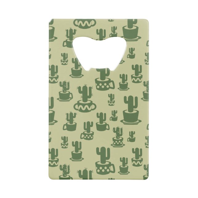 Abrebotellas De Tarjeta De Crédito Silueta de cactus suculenta en tazas y macetas (Anverso)