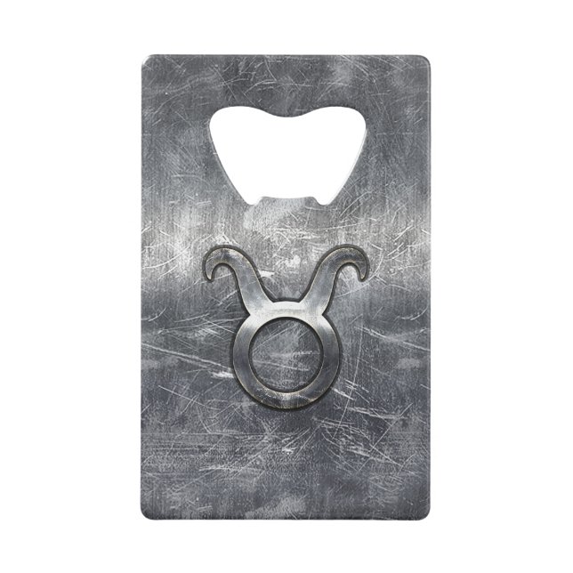 Abrebotellas De Tarjeta De Crédito Símbolo zodiaco de Taurus en estilo angustiado (Anverso)