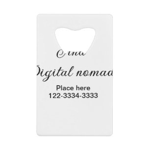Abrebotellas De Tarjeta De Crédito Simple texto mínimo añadir nombre lugar ciudad tel