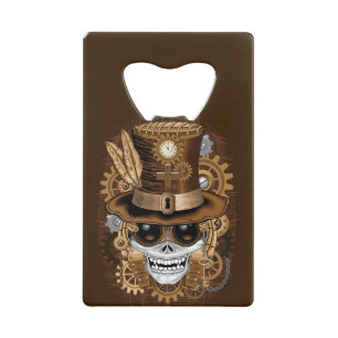 Abrebotellas De Tarjeta De Crédito Skull Steampunk Voodoo Retro Machine