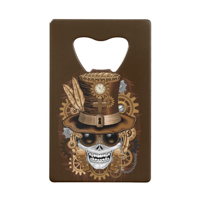 Abrebotellas De Tarjeta De Crédito Skull Steampunk Voodoo Retro Machine (Anverso)