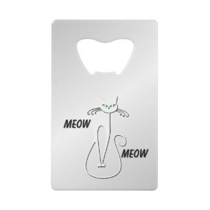 Abrebotellas De Tarjeta De Crédito Slinky Black Cat Meow Meow Green Eyes en plata