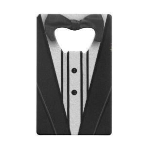 Abrebotellas De Tarjeta De Crédito Smoking negro con la pajarita